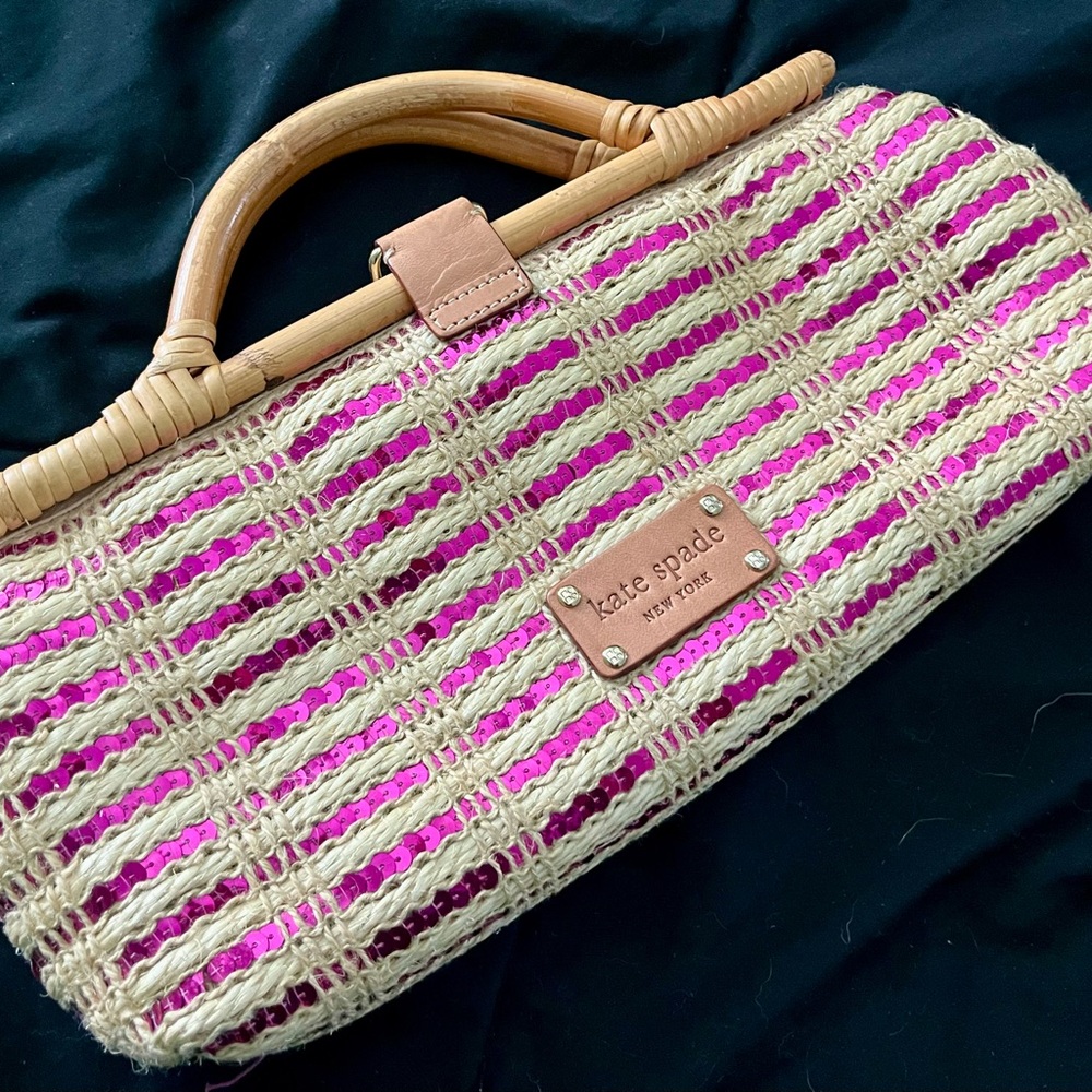 Kate Spade Pink and Cream Striped Clutch
